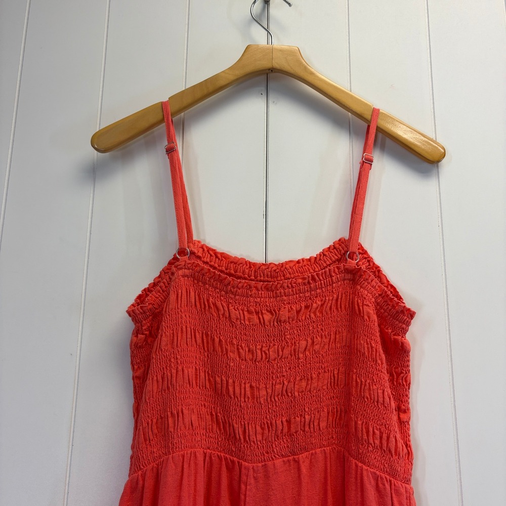 Universal Thread Boho Linen Blend Smocked Wide Leg Jumpsuit Womens Size M Summer - Picture 9 of 12